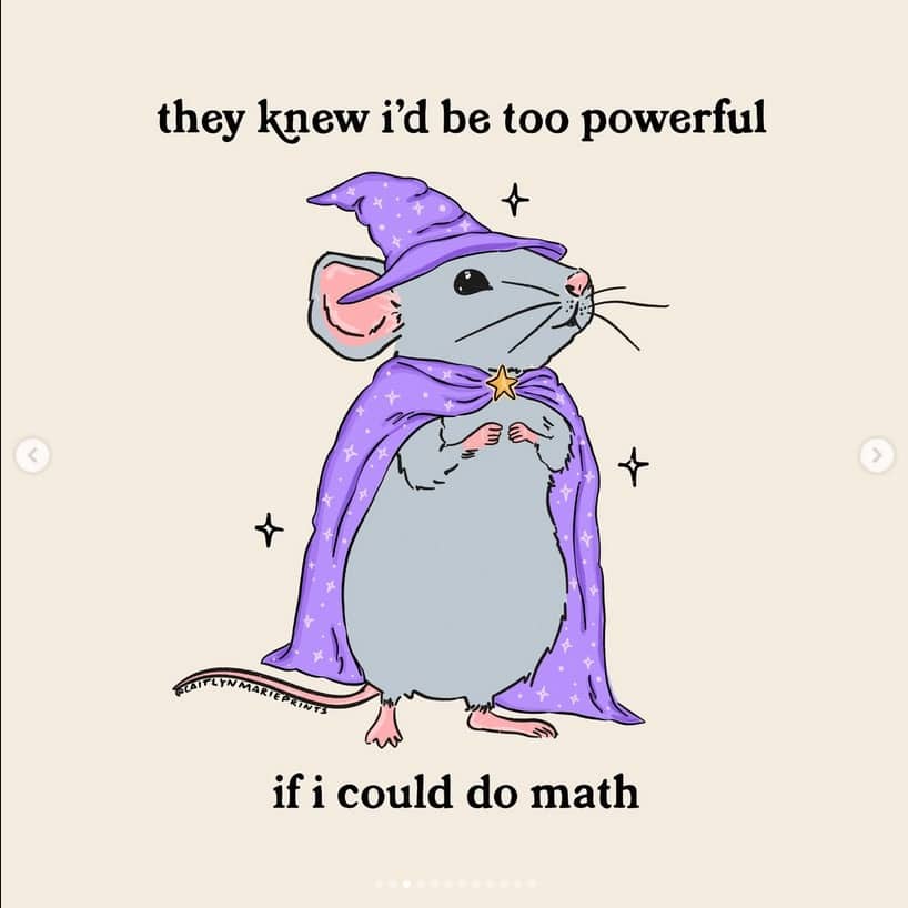 Funny memes illustration of a wizard rat with text about being too powerful at math.