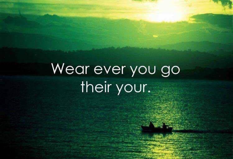 Funny memes inspirational landscape sunset over water with grammatically incorrect quote overlay.