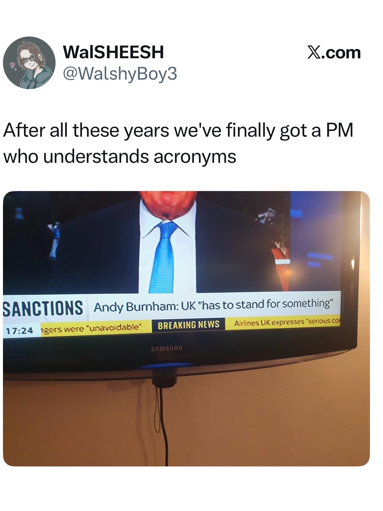 TV news broadcast chyron explaining that the UK acronym stands for something in a meme dump.