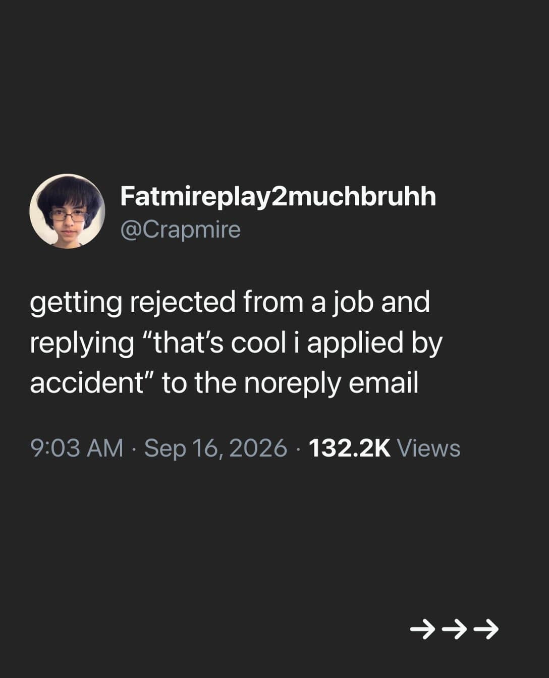 Tweet thread about replying 'that's cool I applied by accident' to an automated job rejection email in a meme dump.