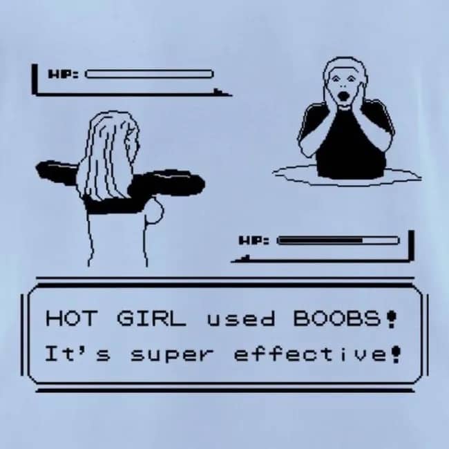 Funny retro Game Boy interface meme showing a battle with humorously effective moves.