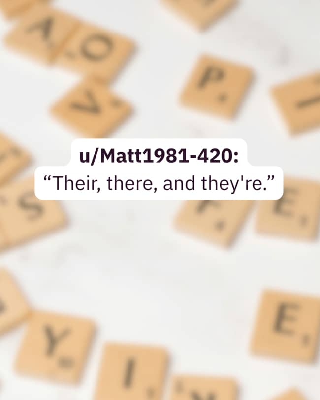 Scrabble tiles background with homophones text in things humans do that would confuse aliens.