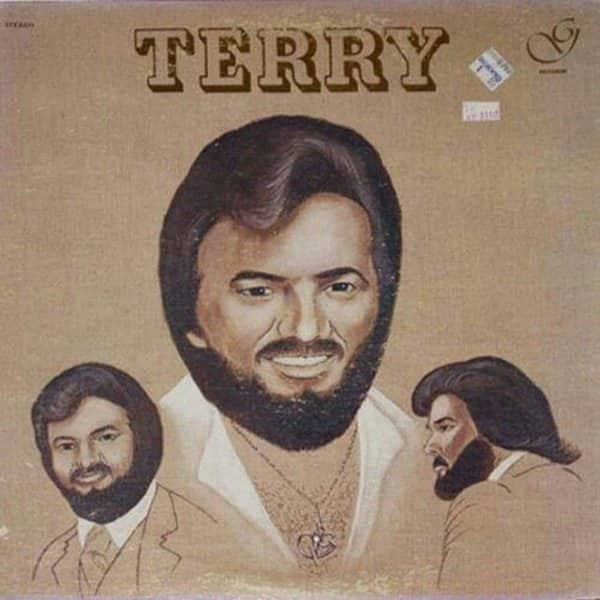 Illustrated portraits of bearded singer Terry on retro vintage worst album cover art.