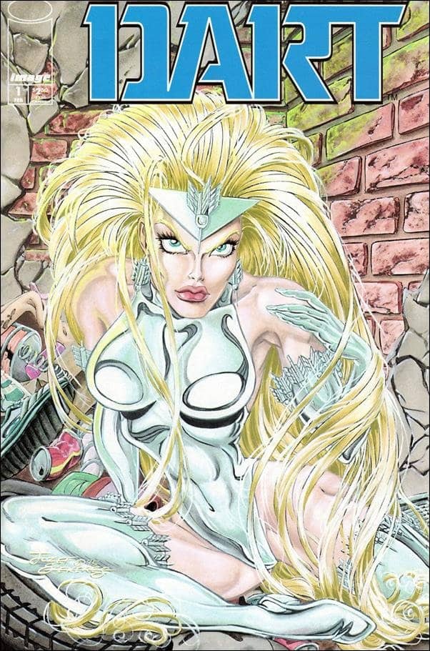 Comic cover shows a blonde heroine in white posed against a cracked brick wall.